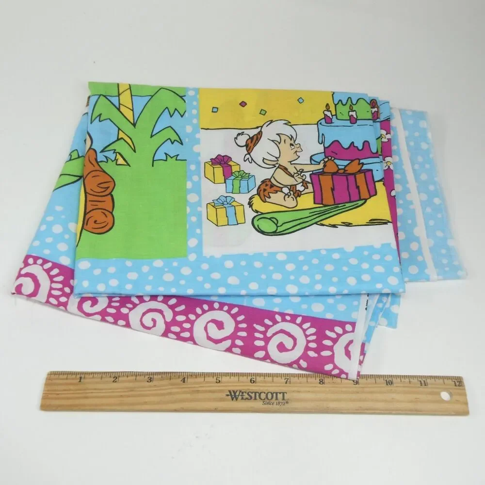 Flintstones Character Fabric Panel Vintage 44x68 Hanna Barbera 1991 Yardage